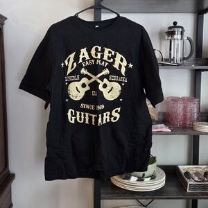 Cool Graphic T-Shirt Black Zager Guitars XL Cotton Lincoln NE